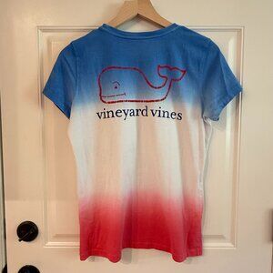 Vineyard Vines Womens Red White Blue Dip Dye 100% Cotton T-Shirt USA Size S